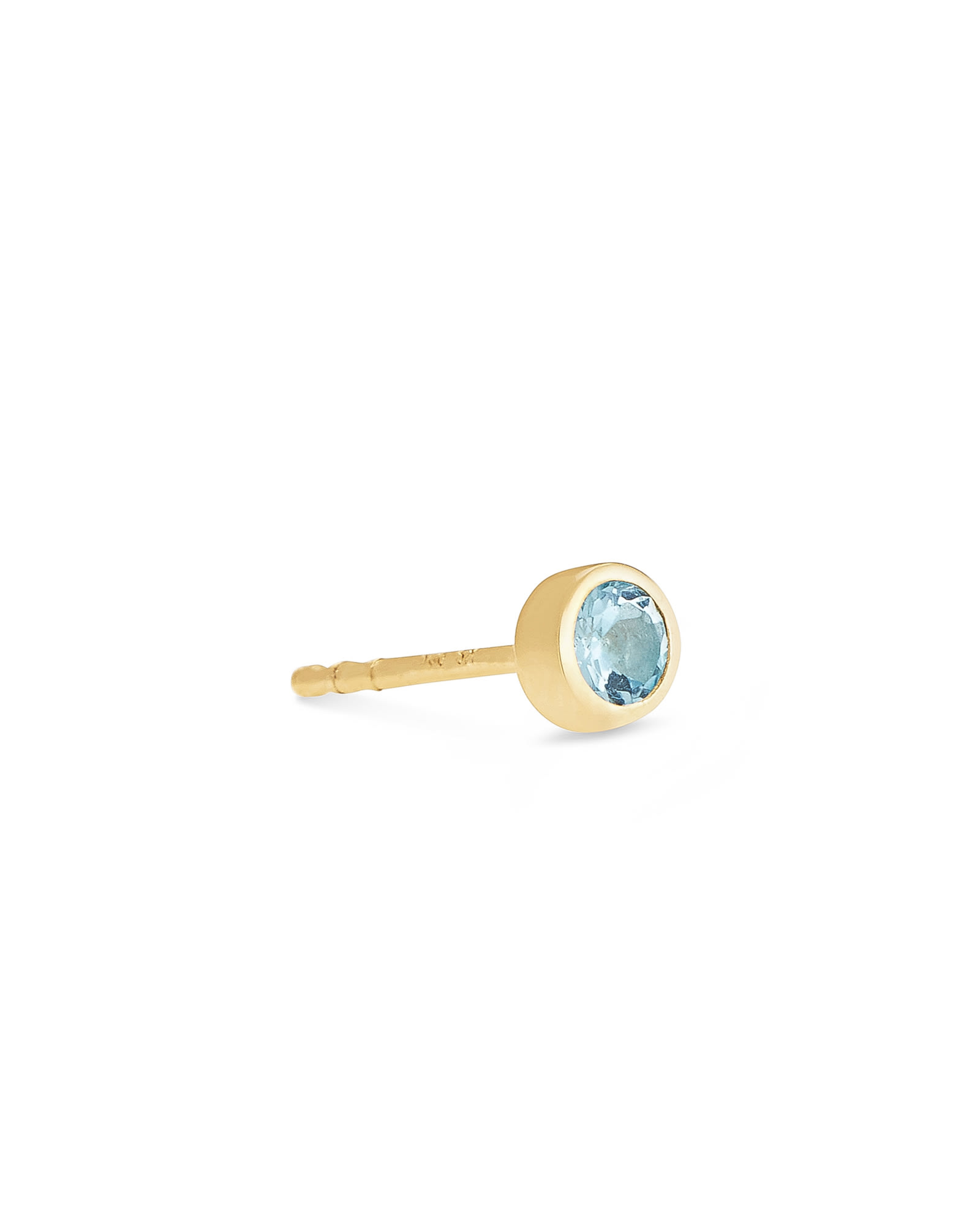 Iva 18k Yellow Gold Vermeil Single Stud Earring in Swiss Blue Topaz